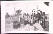 Mohawk Indians Caughnawaga Quebec Canada RPPC Headdress Tepee Native Costume