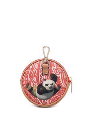 Etro Coin Purse NWT Kung Fu Panda Leather Print Pouch Key Fob Ring Retail $425