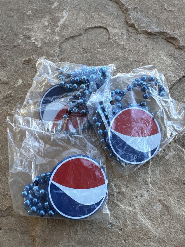 Rare! Lot Of 3 Pepsi Cola Plastic Beads Necklace NEW