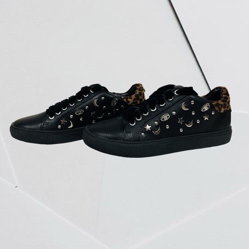 Neu im Karton Sbicca Clark schwarz Leopard Sneakers verziert mit Sternen Moon Galaxy Größe 7 - Bild 5 von 12