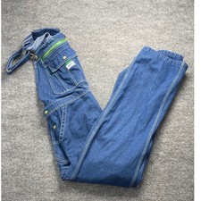 Liberty Mens Blue Denim Bib Overalls Green Accents Workwear 34x32