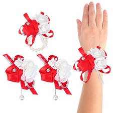 Wrist Corsage and Boutonnieres Set, 4 Pcs Wedding Bridal Bridesmaid Mother of...