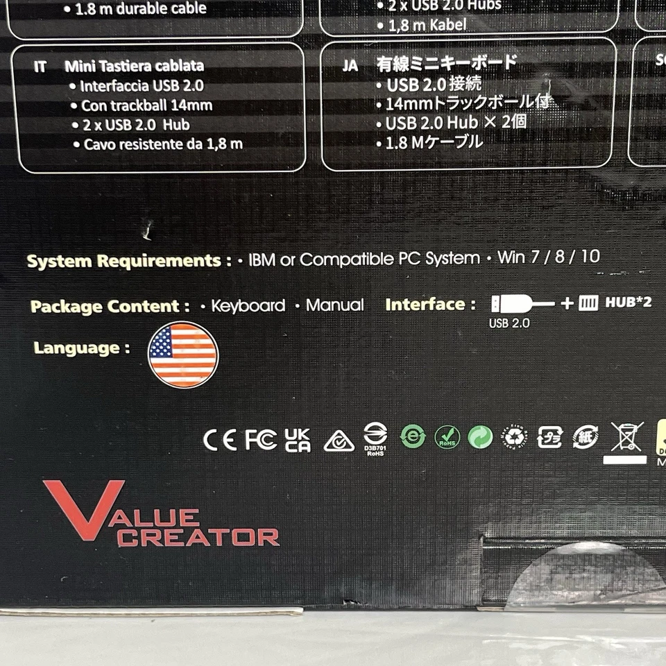 Perixx PERIBOARD-526 Mini Teclado Interruptor de Tijera con Cable con Trackball Nuevo Sellado Foto 4 de 4