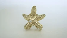 Small gold metal and pearl starfish hair claw clip bridal clip