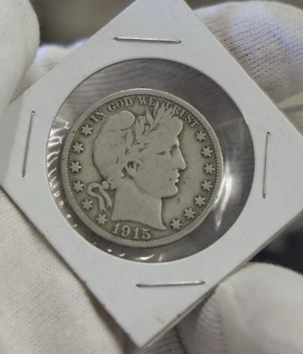 1915 D US Barber Silver Half 50c Fine (Cleaned)