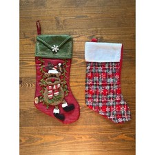 Christmas Stocking Bundle 2 Reindeer 3D Stocking and Plaid Felt Stocking
