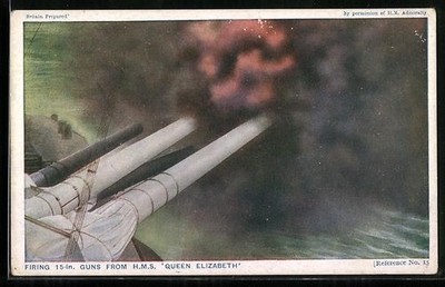 AK Guns Of The English Warship Queen Elizabeth Are Fired