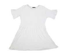 Boohoo Dress Womens 12 White Crew Neck Ruffle Bell Sleeve Swing Short Casual