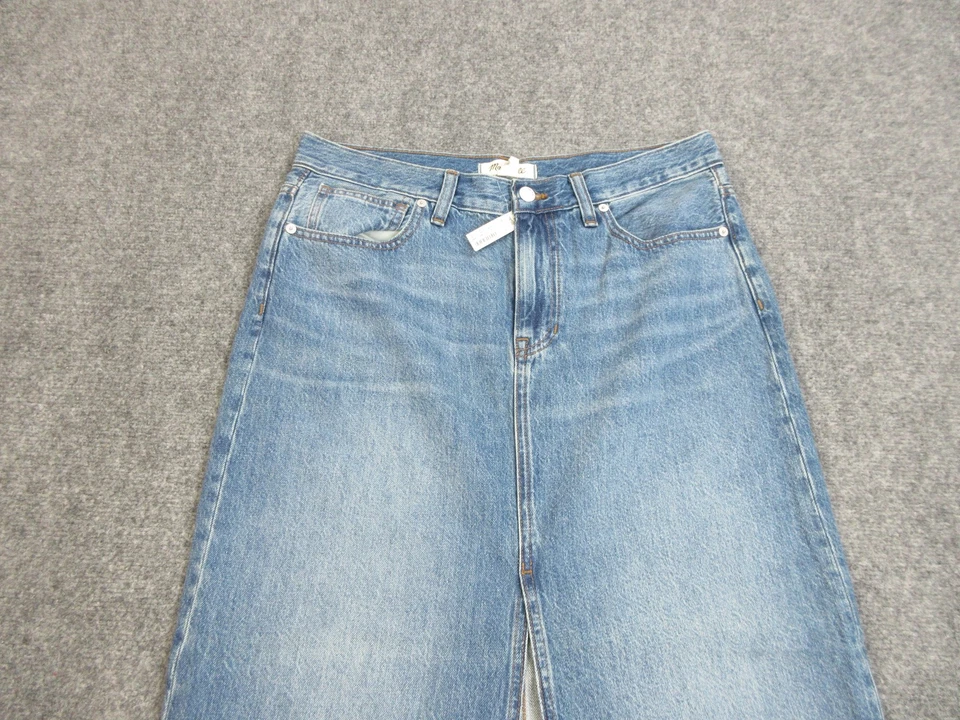 Madewell джинсовой ткани юбка женщин 28 синий высокая талия спереди разрез макси длиной 100% хлопок - Изображение 3 из 4