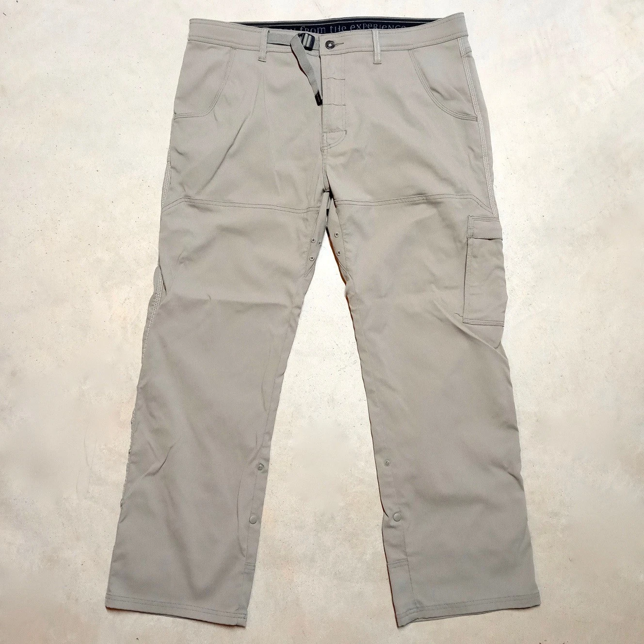 Prana Zion Hiking Pants Mens 38x30 Stretch Belted Vent Roll Up Snap Leg Cargo
