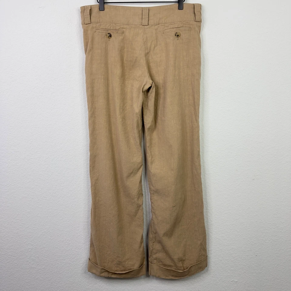 Burberry Pants Women 8 Brown Linen Blend Wide Leg Quiet Luxury Minimalist Career - Image 2 of 4