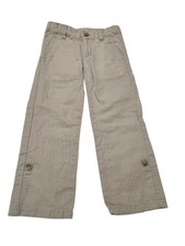 Janie and Jack Linen Blend Pants Tan Pockets Adjustable Waist/Length Sz 4 D11.1