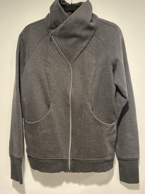 Lululemon Cozy Cuddle Up Jacket  Womens 10 Cotton Black Gray Athleisure Gym