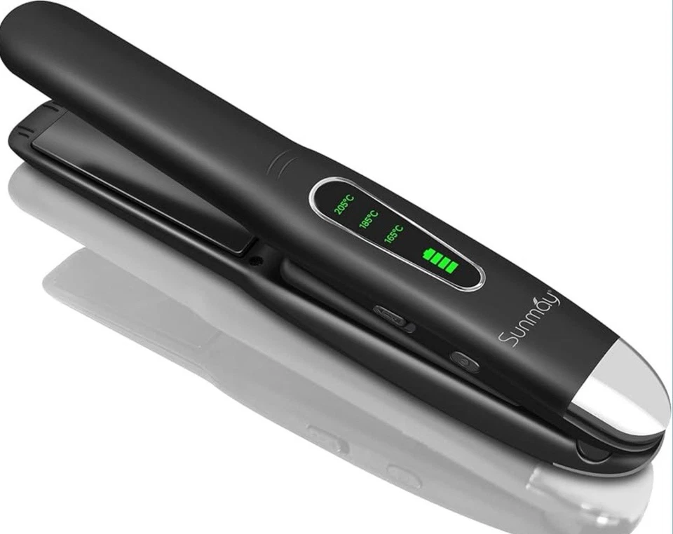 Cordless Hair Straighteners Curler Titanium Flat Iron Curling Wand Travel Ready - Image 3 of 4