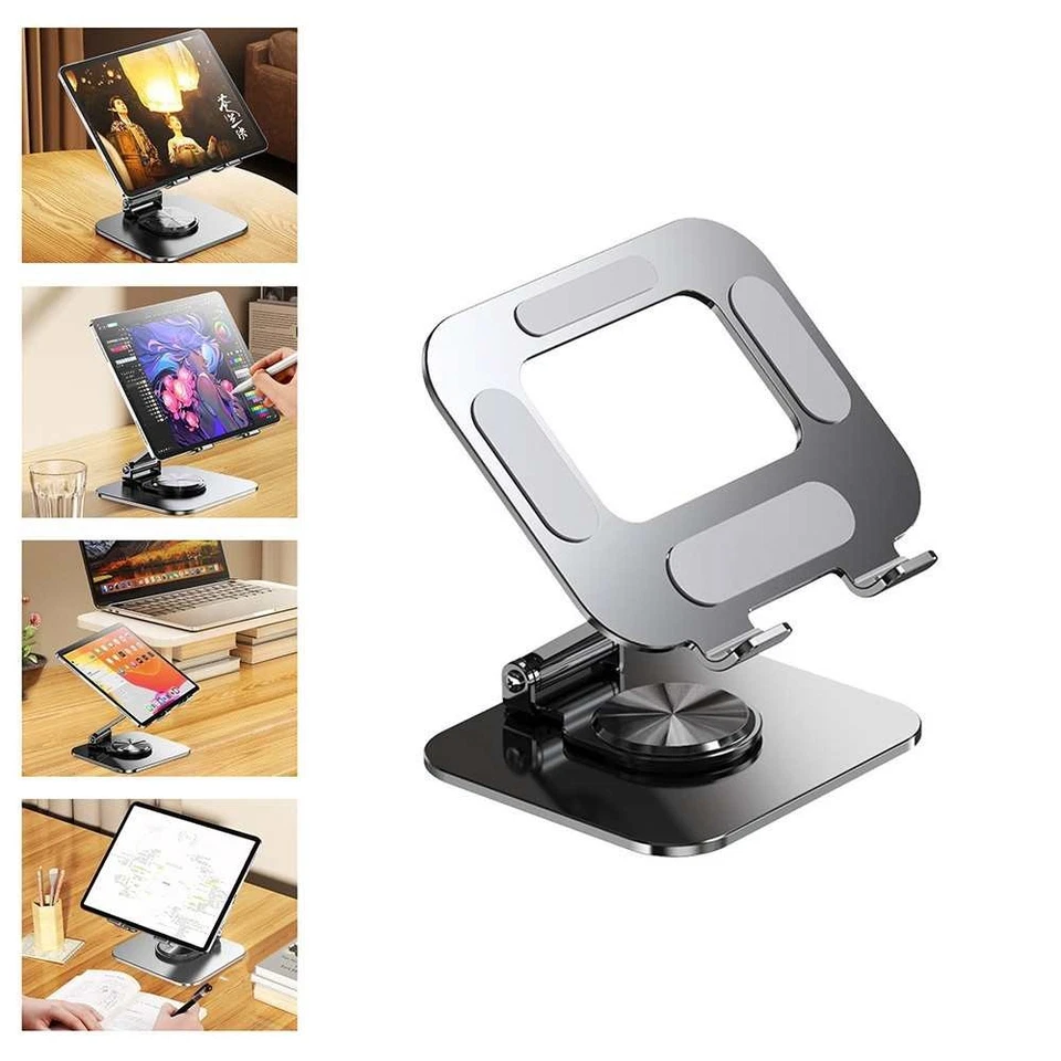 360° Rotating Foldable Aluminum Tablet Stand Desk Holder For Tabs iPhone 4-15.9" - Image 4 of 4