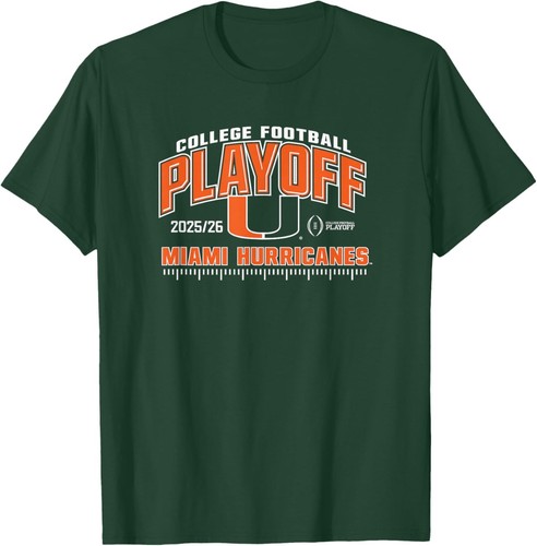 Miami Hurricanes College Football Playoff CFP 2025-26 Green T-Shirt