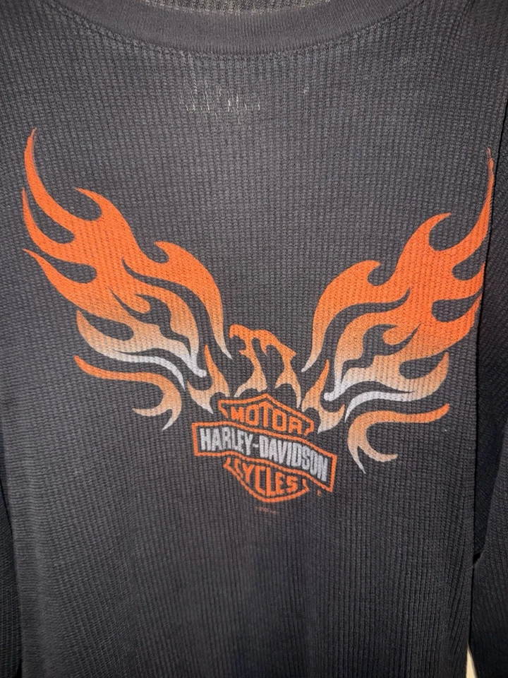 Vintage Harley Davidson, Thermal Long Sleeve Size Large 22 X 26 - Image 2 of 3