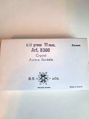 72 PCS VINTAGE SWAROVSKI, FULL BOX, 11 MM CRYSTAL AB BEADS, ARTICLE #5300