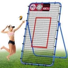 Volleyball Rebounder Net 4X7 FT, Adjustable Angles Volleyball Rebounder Bounce B