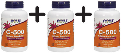 3 x NOW Foods Vitamin C-500 Calcium Ascorbate-C - 100 caps (99,97 EUR/kg)