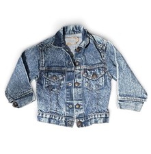 Vtg 80s Little Levis Denim Jean Jacket Orange Tab Acid Wash Kids Size 4 Unisex