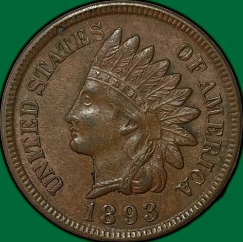 1893 Indian Head Cent Choice Almost Uncirculated AU+ Coin #34193