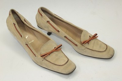 PRADA women shoes sz 8.5 Europe 39 beige suede S9440