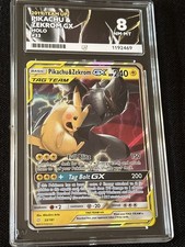 Pikachu & Zekrom GX 33/181 Sun Moon Team Up 2019 Holo Pokemon Card Ace 8 Grade
