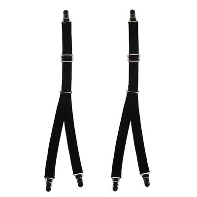 CTM Men's Elastic 1 Inch Casual Y Split Sock Garter Shirt Stays