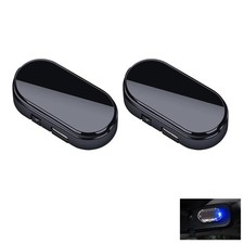 2pcs Solar Powered Car Fake Security Light Red Blue Led Anti Theft Alarm Flashin