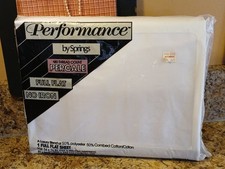 New 1 FULL FLAT Bed Sheet White No Iron Percale 50 Poly 50 Combed Cotton USA
