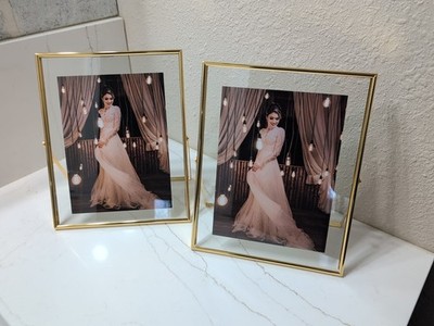 Two Beautiful Gold Picture Frames Photo Size up to 8x10, Metal and Glass 