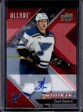 2024-25 UD Allure Zach Dean Auto Red Rainbow Rookie RC #126 Blues