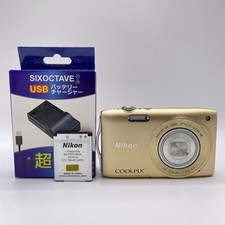 US DUTY PAID/ MINT Nikon COOLPIX S3300 Gold 16MP Digital Camera 6x From Japan