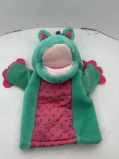 Dragon Dinosaur Hand Puppet Plush Green Pink Vintage Dino 1995 Kids II Einstein