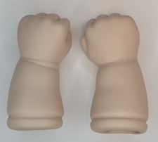 2 Ceramic Doll Parts 2.25" Hands Fists Left Right Repair Replacement Vintage