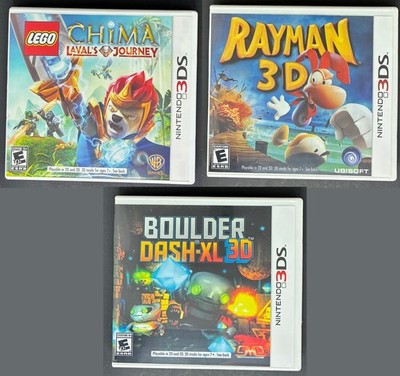 Lot of 3 Nintendo 3DS Games Boulder Dash, Rayman, Lego Legends of Chima