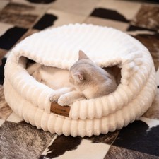 Cat Bed for Indoor Cats, Washable Round Cat Bed Soft Fluffy Pet Bed for Kitty...