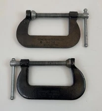 2 Vintage Cincinnati Tool No 54 Super Jr. C-Clamp Forged Steel - Made in USA