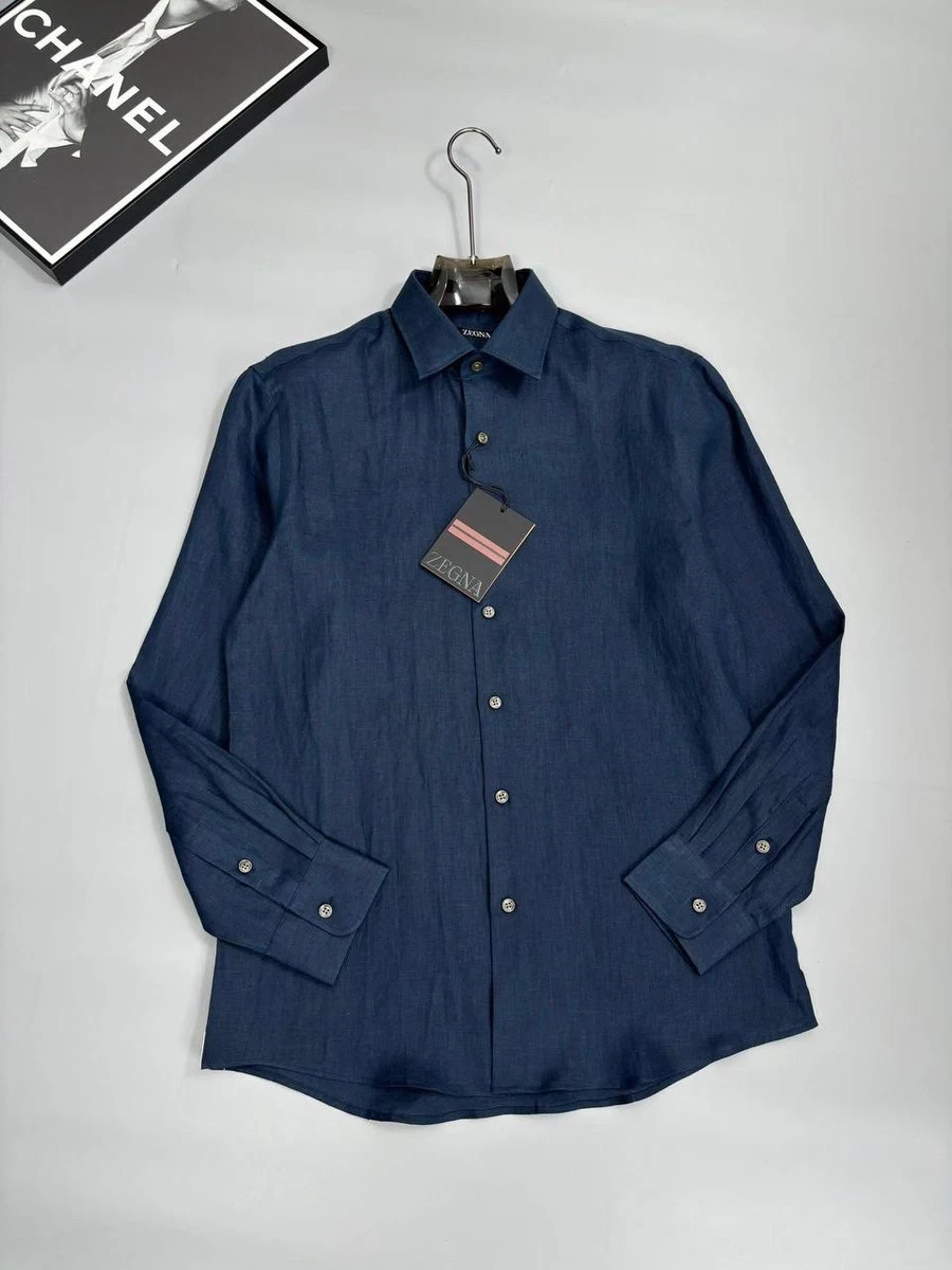 Ermenegildo Zegna Linen Solid Casual Button-Down Shirts for Men