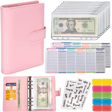budget Binder Cash Envelopes A6 Money Saving Binder with Zipper Envelopes Pink 