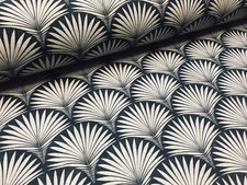 Ventilador Art Deco FUENTE Geométrico Floral Damasco Tela Cortina 280cm Ancho Negro