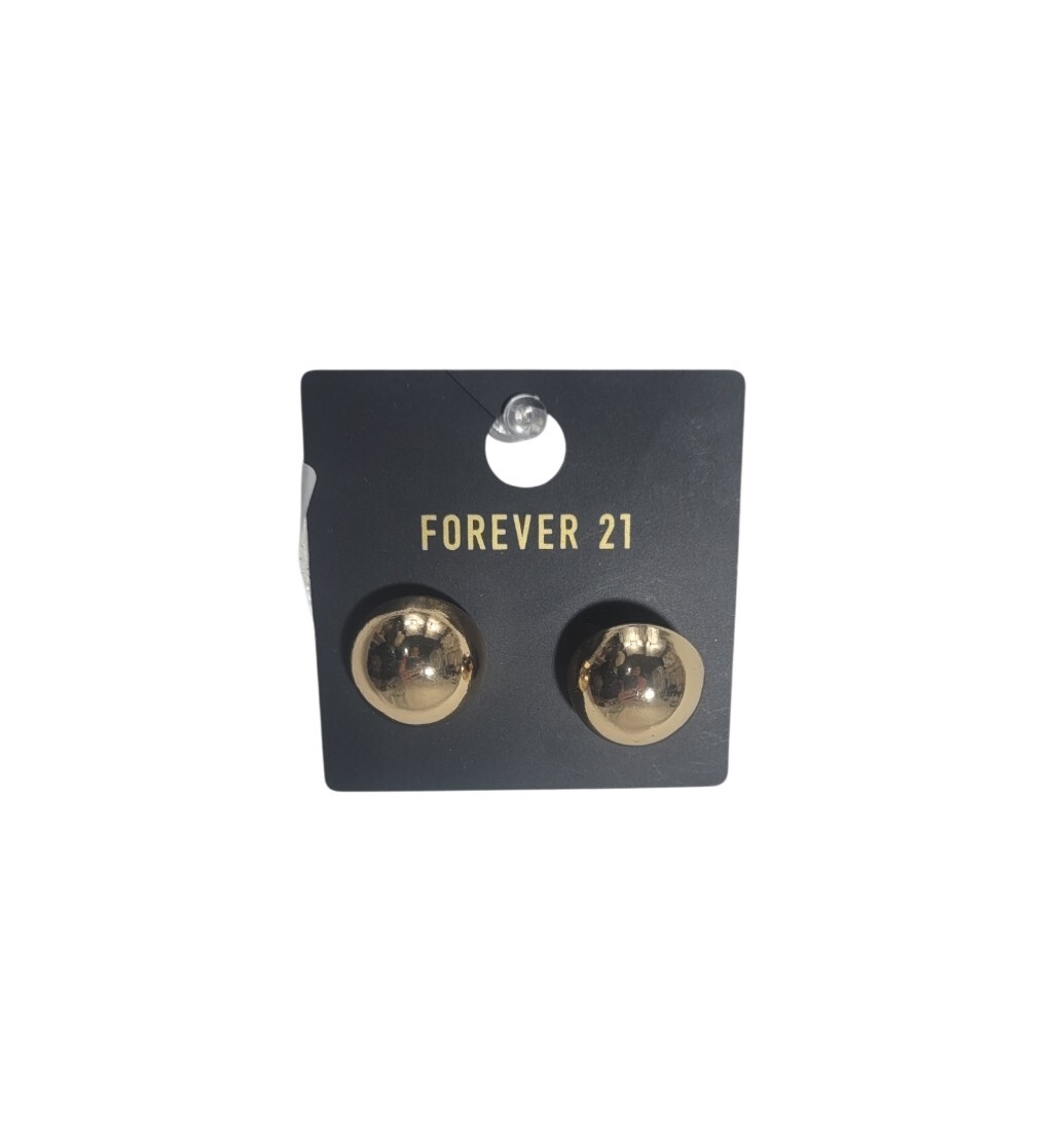 Half Ball Earrings Polish Finish Gold Tone Studs Push Back