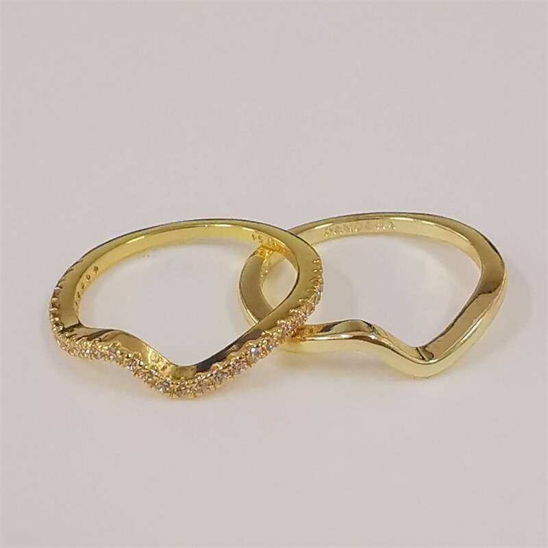 stack set pandora gold wave ring - image 3