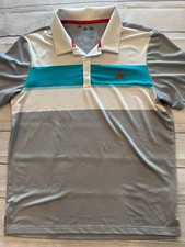 Adidas Golf Polo Shirt Mens Large Climacool Gray/Teal Bright Active Logo Collar