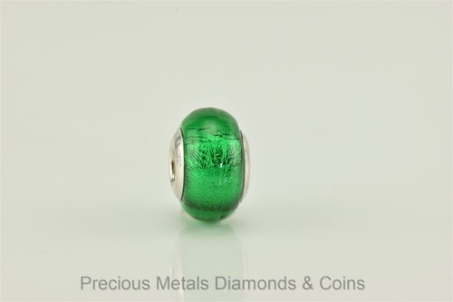 Charmed Memories Sterling Silver Green Murano Glass Slider 925 Italy Charm - Picture 4 of 5