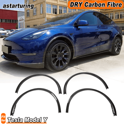 Fit For Tesla Model Y 2019-21 DRY Carbon Fender Flare Kit Wheel Arch Cover Trim  - Bild 1 von 12