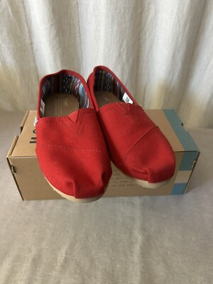 Toms Classic Red Canvas Shoes Recycled Cotton Womens Shoes