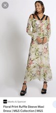 Stunning Summer M&S Floral Print Ruffle Sleeve Maxi Dress, UK 14, Long BNWT