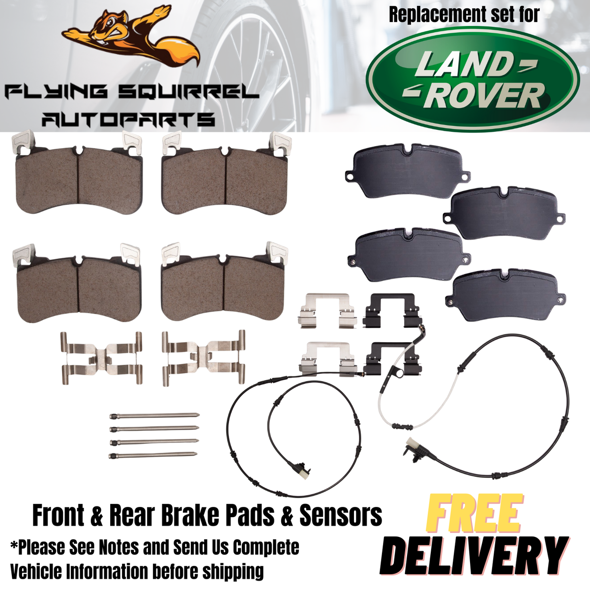 DFC Front & Rear Brake Pad Set With Sensors For Range Rover Defender 2018-2024 – Low Dust
